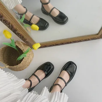 Majhen usnjeni čevlji modni vse-tekmo college retro slogu plitvo usta Mary Jane eno čevlji literarne ženske enotni čevlji