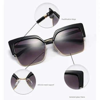 ženska sončna očala letnik Prevelik Luksuz blagovne Znamke Pol okvirjem Kvadratnih sončna očala za ženske modni 2020 Letnik Očala UV400