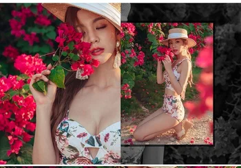 Korejski Swim Oblacilo Ženske Cvetje Bandeau Bikini Push Up Dva Kosa Kopalke Dekleta Kopalke Split Kopalke Plaža Obrabe Plažo