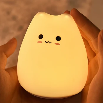Luštna Mačka Ponoči Svetlo Pisane Baterije Silikonski Mehko Otrok Postelji okrasite LED luči Otroka Vrtec Risanka Lučka za Darilo Otrok