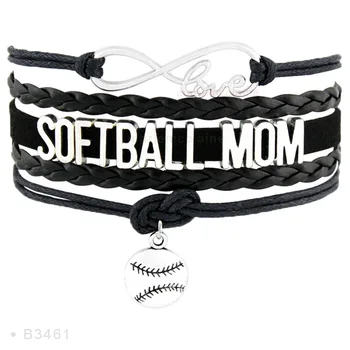Neskončno Ljubezen Baseball Softball Mama Zaviti Zapestnice Nakit Šport