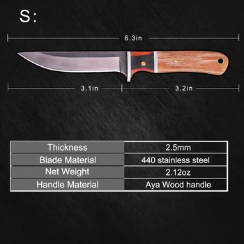 Taktično Survival Nož iz Nerjavečega Jekla prinaša dobička Žepni Nož z Tulec Pripomoček Prostem Lovski Nož za Meso Cleaver Sadje Nož