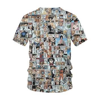 Anime Manga Poletje 3D Tisk T-shirt Strip Enem Kosu Moški Ženske Modni Ulične O-Vratu T-Shirt Harajuku Tees Vrh Moški