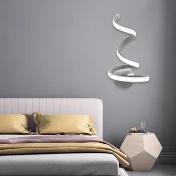 Ob postelji Soba, Spalnica Steno Dekor Umetnosti LED Spirala Luči Sodobnih Ustvarjalnih Wall Mount Kovinski Sconces Lučka