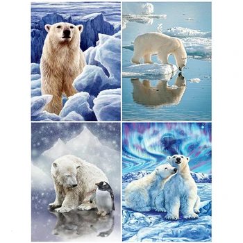 Živali Diamond Slikarstvo 5d Polarni Medved, ki je Nov Prihod Polni Sveder Kvadratnih Diamantno Art Vezenje Doma Dekoracijo