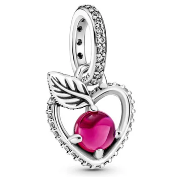 Prvotno Ljubezen Srce Apple Avto Rose Cvet Z Kristalni Obesek Kroglice Fit 925 Sterling Srebro Čar Zapestnico Pandora Diy Nakit