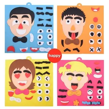 DIY Ustvarjalnega Izražanja Puzzle Igrače Non-woven Vrtec Čustva Otrok Učenja Smešno Set Obraz Puzzle Otroci Izobraževalne