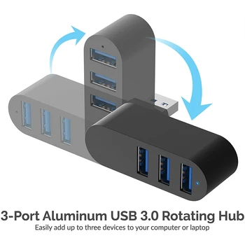 3 Vrata Aluminija Mini USB 3.0 Hub 90°/180° Stopinj Vrtljiv Za Mac Pro, MacBook Air, iMac PC Računalnik Pribor Priključek za Kabel