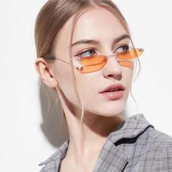 Brezplačna dostava 2021 Super majhen okvir sončna očala za ženske modni očala brez meja pregleden ocean barvne leče