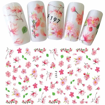 5 listov mešani design lepilo nail art okraski nalepke lepote cvet, akril manikura decals F1956789