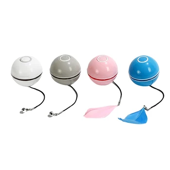 Novi Smart Interaktivne Mačka Igrače, Pisane LED Samostojno Vrtenje Žogo Z Catnip Bell In Pero USB Polnilne Mačka Žogo Igrača
