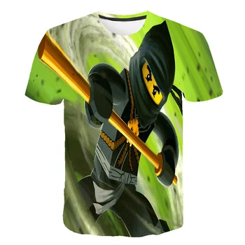 4T-14T Fant Ninja T-shirt Dekle Kratek Sleeve Majica Fashion Anime Ninja T-shirt Poletje Dihanje T-Shirt