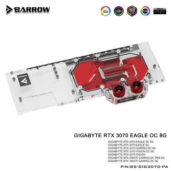 Barrow 3070 GPU Vode Blok za GIGABYTE Geforce RTX 3070 GAMING OC, Polno Kritje ARGB GPU Hladilnik, BS-GIG3070-PA