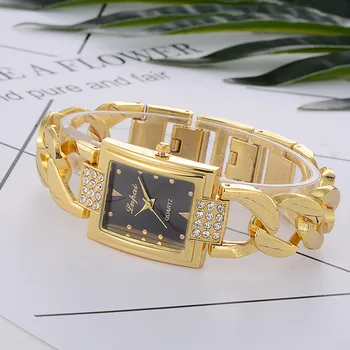 Luksuzni Ženske Gledajo Pravokotne Kristalno iz Nerjavečega Jekla gumb za Izbiranje Zlitine Zapestnica Femmes Montres Femmes Zapestnica Montre Watch Reloj