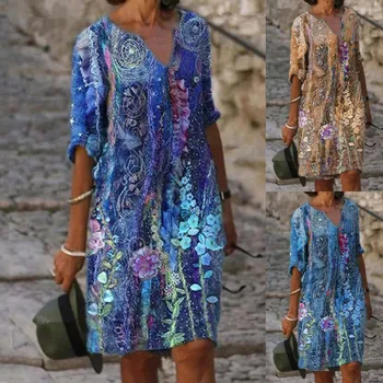 Moda Priložnostne Obleko Velikosti Ohlapno Obleko temperamentna Mid-rokav Obleka Harajuku Ropa Mujer Verano 2021