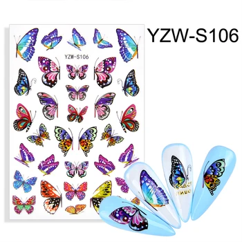1pcs Butterfly Lak za Samolepilne Nalepke Akvarel Decals Modro Cvetje Drsnikov Obloge Manikura Poletje DIY Nail Art Odlikovanja
