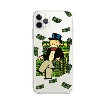 Risanka Luksuzni Dolar MonopolyS Telefon Primeru Jasno, za iphone 12 11 Pro max mini XS 8 7 6 6S Plus X 5S SE 2020 XR pokrov