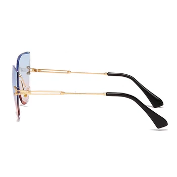 2021 Klasičnih Rimless Sončna Očala Ženske Mačka Oči, Sončna Očala Lady Odtenki Uv400 Očala Kovinska Sončna Očala