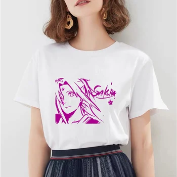 Ženske T-shirt Naruto Manga 90. letih Estetska Oblačila O-vratu, Kratka Sleeved Harajuku Anime Unisex Ulične Pari Prevelik T-shirt