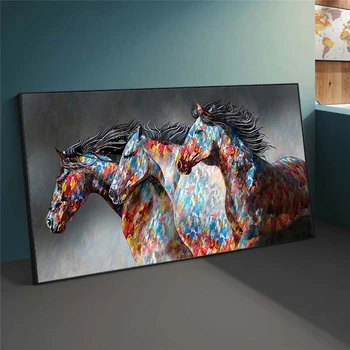 Povzetek Teče Konj Živali Umetniško Platno Slikarstvo Plakatov in Fotografij Cuadros Wall Art za Dnevni Sobi Doma Dekor (Brez Okvirja)