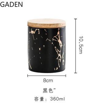 Shranjevanje Material Marmor Keramični Zaprti Jar Krog 360ml Shranjevanje Steklenice s Bambusa Spremembe Posoda Žitnih Razpršilnik