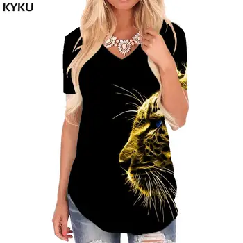 KYKU Bambusa majica s kratkimi rokavi ženske Zelena Proti-vrat Tshirt Povzetek majice 3d Psihedelični zabavne majice Ženska Oblačila Punk Rock