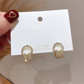 2020 nove ustvarjalne Nosorogovo 4 majhni kristali, uhani za ženske Modni Uhani za Ženske preprost nakit Okrogle Uhane