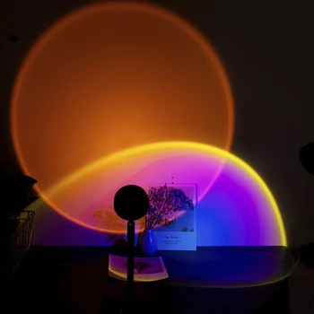 Sončni zahod Projekcija Nočne Luči Živo Ozadje Kot Galaxy Projektor Vzdušje USB Mavrica Lučka Spalnica Dekoracijo