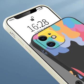Ultra-tanek Ljubek Nasmeh Kvadratnih Tekoče Silikona Primeru Telefon Za iPhone 12 11 Pro SEBI XS Max XR X 8 7 6 Plus Luksuzni Shockproof Pokrov
