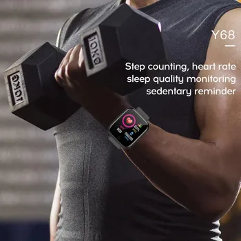 2 Kos D20 Pametno Gledati Moške 1.3 Palčni Y68 Smartwatch 2021 Health Monitor Športna Fitnes Srčni utrip Y68 Zapestnica za IOS Android