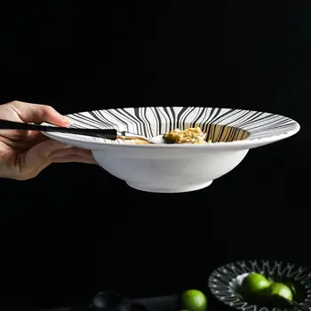 Nordijska Ustvarjalne Keramični Servis Srčkan Sladico Zrezek Plošče, Črne in Bele Testenine Špageti Ploščo zahodno-slog hrane Posode