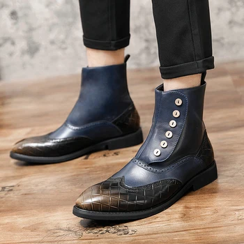 2021 Pomlad Moške Brogue Čevlji Moški Čevlji Umetno Usnje Design Moški Gleženj Boot Plus Velikost 48 Čevelj za Moške čevlji moški oblikovalec čevlji