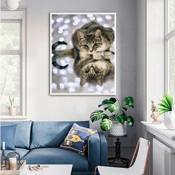 EverShine Diamond Slikarstvo Mačka Navzkrižno Šiv Diamantno Art Vezenje Mozaik Prodaja Živali Obrt Hobi Darilo Dekoracijo Doma