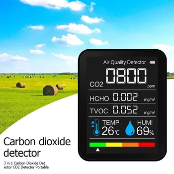 NOVO Večnamensko 5in1 CO2 Digitalni Merilnik Temperature in Vlažnosti Tester Kakovost Zraka Monitor Ogljikovega Dioksida TVOC HCHO Detektor#20