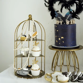 SWEETGO birdcage cupcake imetniki zlato/srebro shranjevanje stojala za ličila/parfum/nakit torto tabela sweet candy bar doma dekoraterstvo