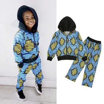 2020 Jeseni Afriške Modna Oblačila Otroci Fant Dashiki Tiskanja Hooded Poln Rokav Vrhovi Hlače Dekliška Zadrga Jakne Hlače Obleko