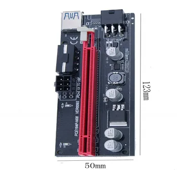 6pc 009s PCIe Riser PCI-E 1x, da 16x razširitveno napravo USB3.0 Kabel SATA da 6Pin 4pin molex SATA Power riser card za ETH Dogecoin Rudarstvo