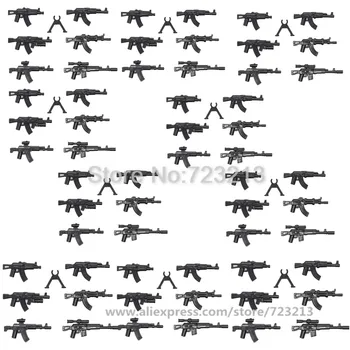 Debelo 60pcs/veliko Orožje, Pištolo, Vojaške Nastavite Deli, Pribor SWAT Model PUBG Stavbe, Bloki, Opeke, Kompleti za Igrače Za Otroke