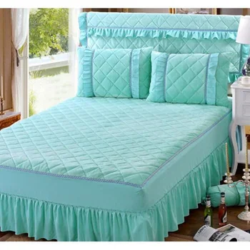1.2/1,5 m/1,8 m/2,0 m 3pcs čiste barve posteljo širjenje kristalov žamet bedskirt nastavite zgostitev bedspreads in prevleke kakovosti postelja kritje