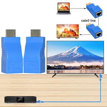 1 Par RJ45 4K HDMI je združljiv Extender Razširitev do 30 m Nad CAT5e Cat6 Omrežje Ethernet LAN za HDTV HDPC DVD, PS3 STB