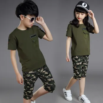 Fantje in Dekleta Športne Obleke Poletje 2020 Bombaž Najstniški Otroci 4 6 8 10 12 14 15 Let Vojske Zelena Otroci Priložnostne Dva Kosa Določa