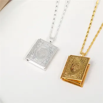 45+5 cm Korana Islamske Zlati Pravokotnik Obliko Mini Taweez Tawiz Ogrlico, Obesek, Unisex Nakit Darilo za Muslimane KL39FI3F