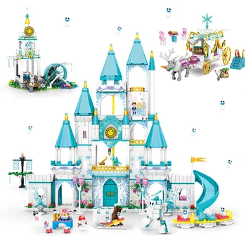 Disney Zamrznjene Sanje gradniki Elsa Princesa Dekle, Princesa Pravljice Snegu in Ledu Gradu Opeke DIY Igrače za Otroke Darila