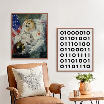 Doge ameriški Astronavt Dogecoin Cryptocurrency Bitcoin Letnik Dekorativni Kraft, Plakati, Platna Slikarstvo Stensko Nalepko Doma Dekor Darilo
