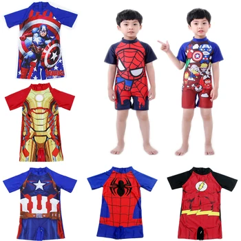 Otroške Kopalke Risanka Spider Man Fant Dekle na Plaži Stranka Obleko Kopalke, Plavalna Kapa Dekle Kopalke Obleko Dekleta Obleke