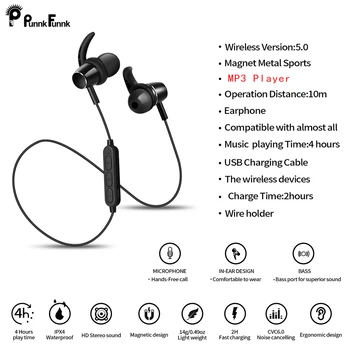 Bluetooth Slušalke Športne Slušalke Mp3 Predvajalnik, Brezžični Earbus Hrupa Preklic Magentic Kovinski Globok Bas Stereo Slušalke W/Mic