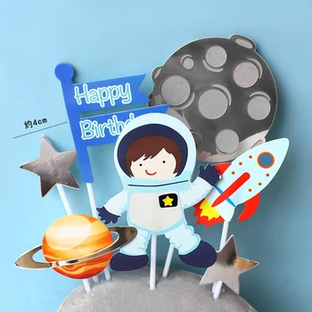Oblak Star Luna Raketa Astronavt Happy Birthday Cake Pokrivalo Dekoracijo Dan Otrok Stranka Potrebščine Lepo Darila