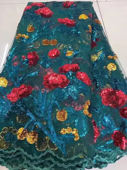 2020 Nov Prihod Sequins Čipke Tkanine 3D Vezenje Afriške Nigerijski Til Očesa Tkanine, Čipke za Poročno obleko stranke materiala