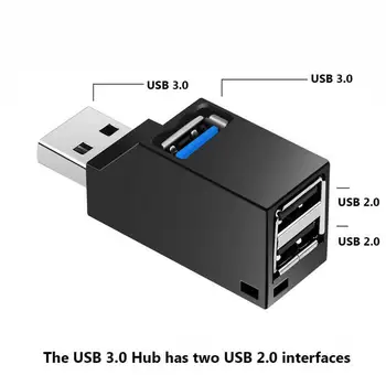 3 Vrata Univerzalno Mini USB 3.0 Hub Visoke Hitrosti Prenosa Podatkov Splitter Polje Multi-port USB Hub Adapter Za MacBook Pro Prenosni RAČUNALNIK