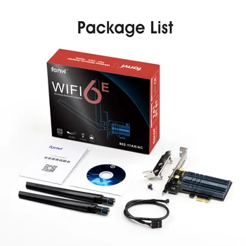 Wi-Fi 6E 5374Mbps AX210 Wireless PCIE Adapter Bluetooth 5.2 Kartico wifi 2.4 G/5 G/6 G 802.11 AX/AC Mu-MIMO Omrežna Kartica Za Namizje